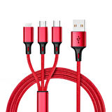 Ayt Powermaster 3 İn 1 Kırmızı 1.2 Metre Type-c Micro Lightning İphone Şarj Data Kablosu