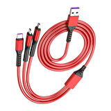 Ayt Powermaster 3 İn 1 Kırmızı 1.2 Metre Type-c Micro Lightning İphone Şarj Data Kablosu