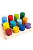 Ahşap Montessori Eşleştirme Tablalı Sİlindirler & Eğitici Kartlar & Masif Ahşap Bebek Çocuk Oy