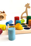 Ahşap Montessori Eşleştirme Tablalı Sİlindirler & Eğitici Kartlar & Masif Ahşap Bebek Çocuk Oy
