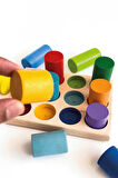 Ahşap Montessori Eşleştirme Tablalı Sİlindirler & Eğitici Kartlar & Masif Ahşap Bebek Çocuk Oy