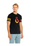 Galatasaray Orijinal Logo Baskılı Siyah T-Shirt Gs Aslan Baskılı Hediyelik Ahşap Kutulu