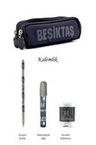 Beşiktaş Orijinal Kalemlik Set 2 Bölmeli Kalem Kutusu Ahşap Kutulu 3lü Kırtasiye Hediye Set