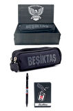 Beşiktaş Orijinal Kalemlik Set 2 Bölmeli Kalem Kutusu Ahşap Kutulu 2li Kırtasiye Hediye Set