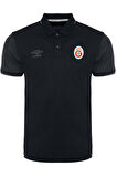 Galatasaray Orijinal Lisanslı Polo Yaka Siyah Spor T-Shirt Hediyelik Ahşap Kutulu