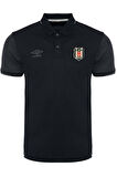 Beşiktaş Orijinal Lisanslı Polo Yaka Siyah Spor T-Shirt