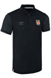 Beşiktaş Orijinal Lisanslı Polo Yaka Siyah Spor T-Shirt