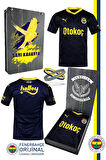 Fenerbahçe Orijinal 23/24 Lacivert Çocuk Forma & Silikon Bileklik Set Hediyelik Ahşap Kutulu