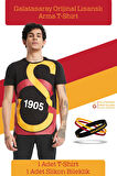 Galatasaray Orijinal Lisanslı Büyük Logolu T-Shirt + Bileklik Set Hediyelik Ahşap Kutulu
