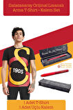 Galatasaray Orijinal Lisanslı Büyük Logolu T-Shirt + Uçlu Kalem Set Hediyelik Ahşap Kutulu