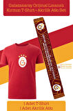 Galatasaray Orijinal Lisanslı Arma T-Shirt + Şal Kaşkol Set Hediyelik Ahşap Kutulu