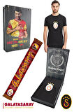 Galatasaray Orijinal Lisanslı Arma T-Shirt + Şal Kaşkol Set Hediyelik Ahşap Kutulu