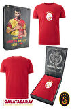 Galatasaray Orijinal Lisanslı Arma T-Shirt Metin Oktay Baskılı Hediyelik Ahşap Kutulu