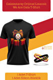 Galatasaray Orijinal Lisanslı We Are Gala T-Shirt + Bileklik Set Hediyelik Ahşap Kutulu