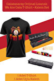 Galatasaray Orijinal Lisanslı We Are Gala T-Shirt + Uçlu Kalem Set Hediyelik Ahşap Kutulu