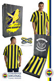Fenerbahçe Orijinal Lisanslı Sarı Lacivert Çubuklu Erkek T-Shirt+Bileklik Set Hediyelik Ahşap Kutulu