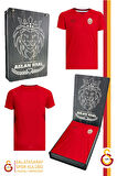 Galatasaray Orijinal Lisanslı Umbro V Yaka Kırmızı T-Shirt Hediyelik Ahşap Kutulu