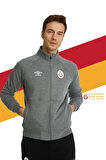 Galatasaray Orijinal Lisanslı Dik Yaka Fermuarlı Gri Sweat Gs Aslan Baskılı Hediyelik Ahşap Kutulu