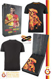 Galatasaray Orijinal Lisanslı Aslan Baskılı T-Shirt + Bileklik Set Hediyelik Ahşap Kutulu