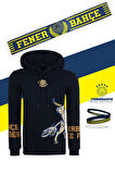 Fenerbahçe Orijinal Lisanslı Kapüşonlu Kolej Sweat + Bileklik ve Şal Kaşkol Set