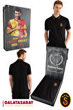 Galatasaray Orijinal Lisanslı Match Day Polo Yaka Siyah T-Shirt Metin Oktay Baskılı Hediyelik Kutulu