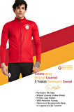 Galatasaray Orijinal Lisanslı 5 Yıldızlı Fermuarlı Kırmızı Sweat + Silikon Bileklik Set H