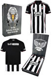 Beşiktaş Orijinal 25/26 Siyah Beyaz Çubuklu Forma Bjk Kartal Baskılı Hediyelik Ahşap Kut