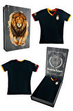 Galatasaray Orijinal Lisanslı 5 Yıldızlı Siyah Basic Çocuk T-shirt Gs Aslan Baskılı Hedi