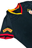 Galatasaray Orijinal Lisanslı 5 Yıldızlı Siyah Basic Çocuk T-shirt + Bileklik Set Hediye
