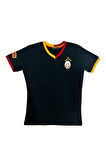 Galatasaray Orijinal Lisanslı 5 Yıldızlı Siyah Basic Çocuk T-shirt + Bileklik Set Hediye