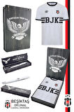 Beşiktaş Orijinal Lisanslı Nostalji Beyaz Bjk Çocuk Forma + Uçlu Kalem Set Hediyelik Ahşap Kutu