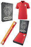 Galatasaray Orijinal Lisanslı Polo Yaka Kırmızı Antrenman 5 Yıldızlı T-Shirt + Şal Kaşko