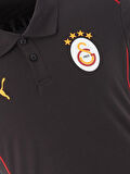 Galatasaray Orijinal Lisanslı Polo Yaka Siyah Antrenman T-Shirt + Şal Kaşkol Set Ahşap Kutu