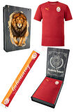 Galatasaray Orijinal Lisanslı Sıfır Yaka Kırmızı A Takım Antrenman T-Shirt + Şal Kaşkol Set