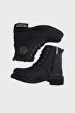 Black Nubuk Hakiki Deri Kadın Bot & Bootie HD1777009801