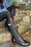 Black Hakiki Deri Kadın Bot & Bootie HD0777022303