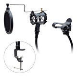 Powermaster KG-24 Metal Bir Telefon Bir Mikrofon Tutacağı Mikrofon Tutucu Youtuber Sunum İçin Tutacak