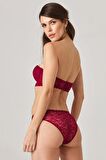Pierre Cardin Kadın Balenli Destekli Straplez Sütyen Takım 4643 - Bordo