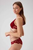 Pierre Cardin Kadın Balenli Simli Şeritli Sütyen Takım 4730 - Bordo 