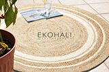 Juno Koleksiyonu Jüt ile üretilen el dokuma sisal kilim ECH 01 Natural White