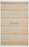 Juno Koleksiyonu Jüt ile üretilen el dokuma sisal kilim ECH 05 Natural Grey
