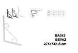 Beşel Perforje Raf Altı Raf Demiri Parlak Beyaz 20x15x1,8 cm