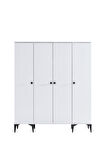 White Genç Odası - 4 Kapılı Dolap, Karyola, Komodin