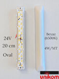 UNİKOM 50'Lİ PAKET 20 CM - 24V - OVAL TABAN - BEYAZ IŞIK 6500K -TENTE LED AYDINLATMA ARMATÜR