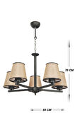 VENON AYDINLATMA SÜVARİ 5 Lİ AVİZE CAMLI SİYAH ABAJUR K.RENGİ AVİZE