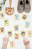 MDF Hayvanları Öğreniyorum Ahşap Eşleştirme Kartları Hafıza Zeka Oyunu Ahşap Eğitici Puzzle Mo