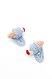 Amigurumi Toka Dondurma İşlemeli Mavi Örgü Toka Çıtçıt Toka (2 Adet)