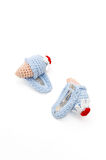 Amigurumi Toka Dondurma İşlemeli Mavi Örgü Toka Çıtçıt Toka (2 Adet)
