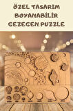Solar Sistem Gezegenler Sistemi Puzzle Ahşap Boyanabilir Bul Tak Eğitici Montessori Yapboz 
