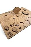 Solar Sistem Gezegenler Sistemi Puzzle Ahşap Boyanabilir Bul Tak Eğitici Montessori Yapboz 